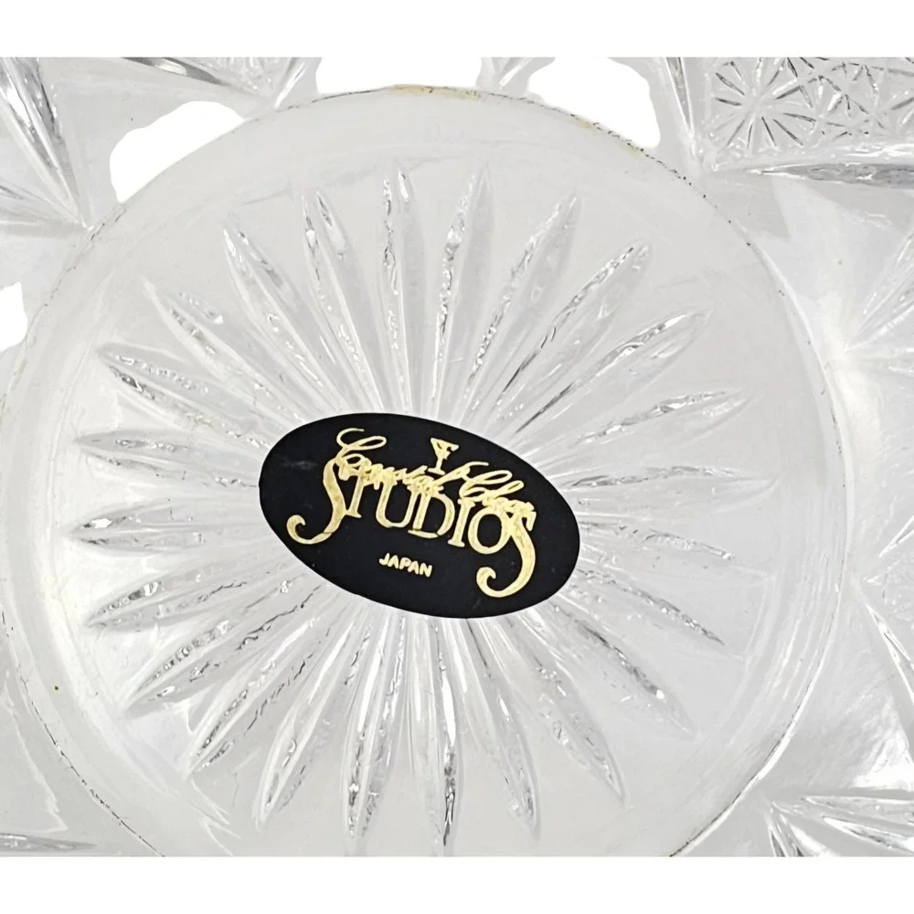 Crystal Glass Studios Japan Cut Glass Scalloped Bowl‎ Starburst 6 Inch Clear